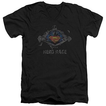 Superman Nerd Rage Short Sleeve Adult V Neck T-shirt