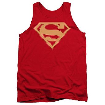 Superman Red & Gold Shield Adult Tank Top