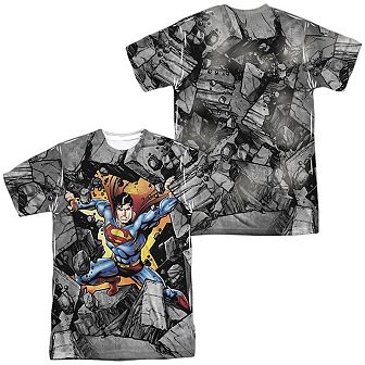Superman Break On Through Short Sleeve Adult 100% Poly Crew T-shirt