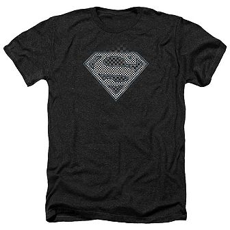 Superman Checkerboard Adult Heather T-shirt