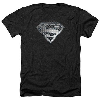Superman Checkerboard Adult Heather T-shirt
