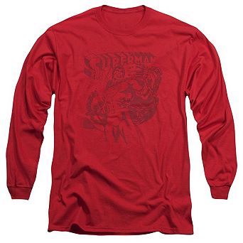 Superman Code Red Long Sleeve Adult T-shirt
