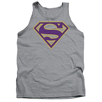 Superman Purple & Gold Shield Adult Tank Top