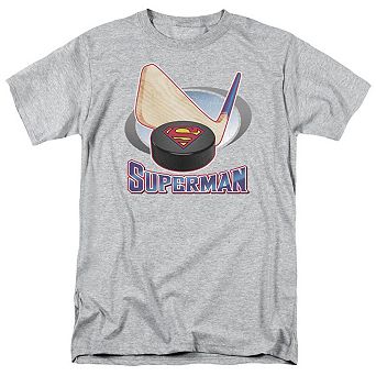 Superman Hockey Stick Short Sleeve Adult T-shirt