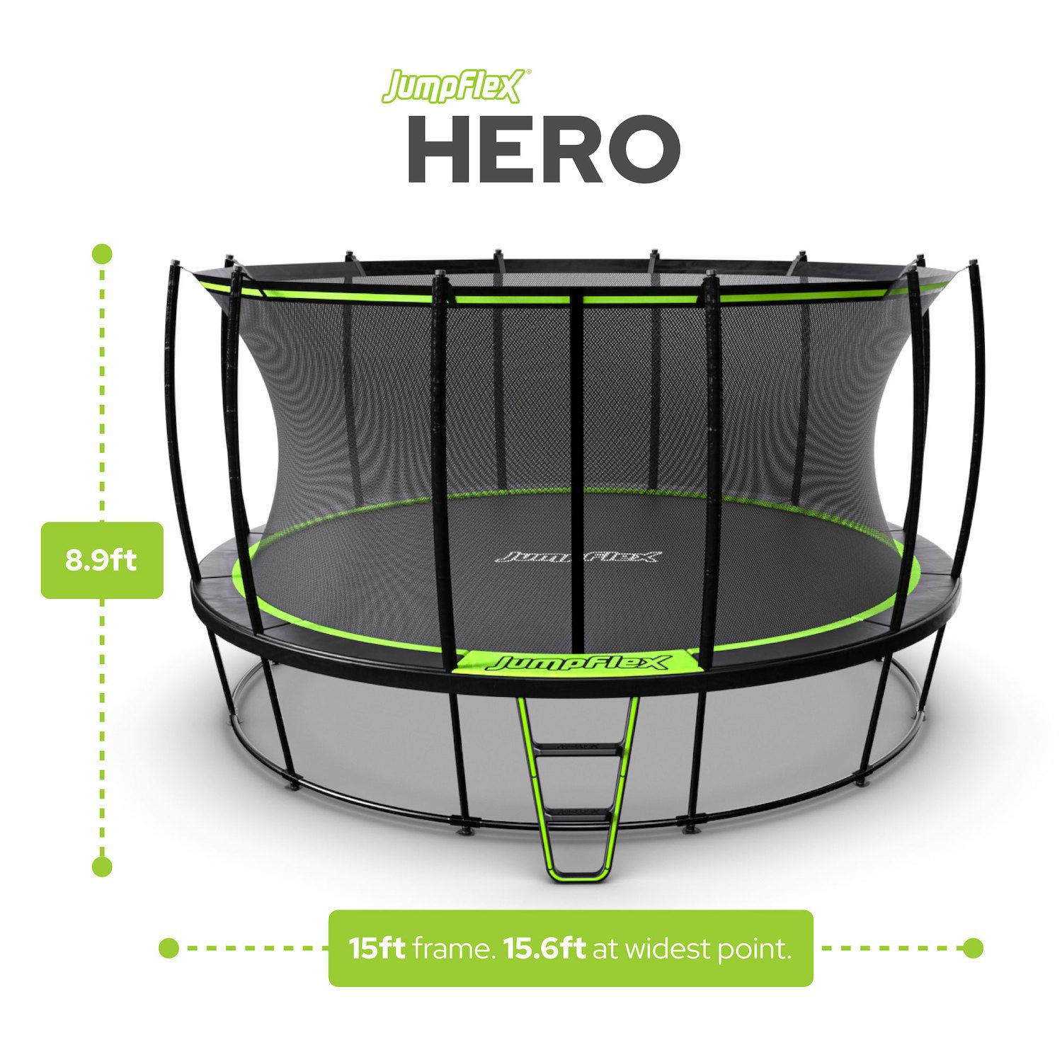 Jumpflex Hero 15' Trampoline For Kids Outdoor Play Equipment With Net ...