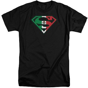 Superman Mexican Flag Shield Short Sleeve Adult Tall T-shirt
