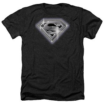 Superman Bling Shield Adult Heather T-shirt