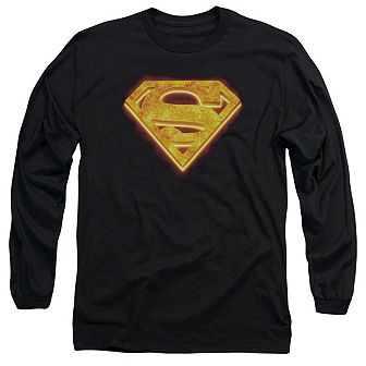 Superman Hot Steel Shield Long Sleeve Adult T-shirt