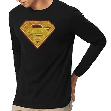 Superman Hot Steel Shield Long Sleeve Adult T-shirt