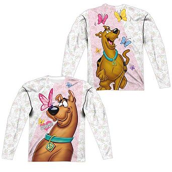 Scooby Doo Butterfly Long Sleeve Adult Poly Crew T-shirt