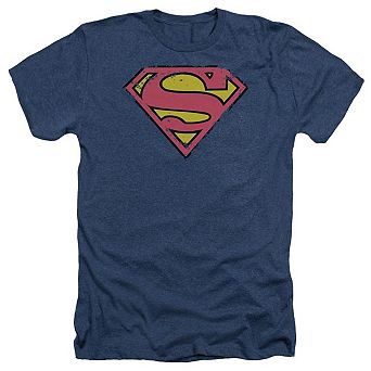 Superman Distressed Shield Adult Heather T-shirt