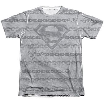 Superman Breaking Chains All Over Adult 65/35 Poly/cotton Short Sleeve T-shirt