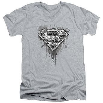 Superman Many Super Skulls Short Sleeve Adult V Neck T-shirt