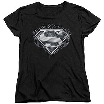 Superman Biker Metal Short Sleeve Womens T-shirt