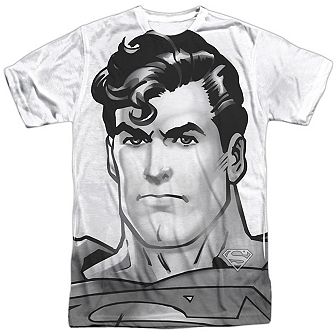 Superman Bw Head Short Sleeve Adult Poly Crew T-shirt