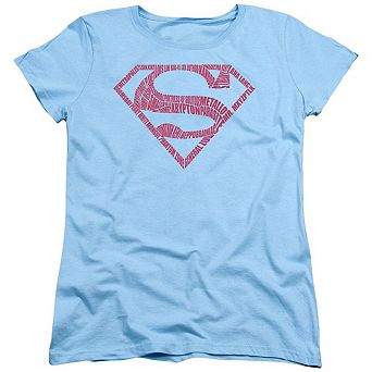 Superman Word Shield Short Sleeve Womens T-shirt