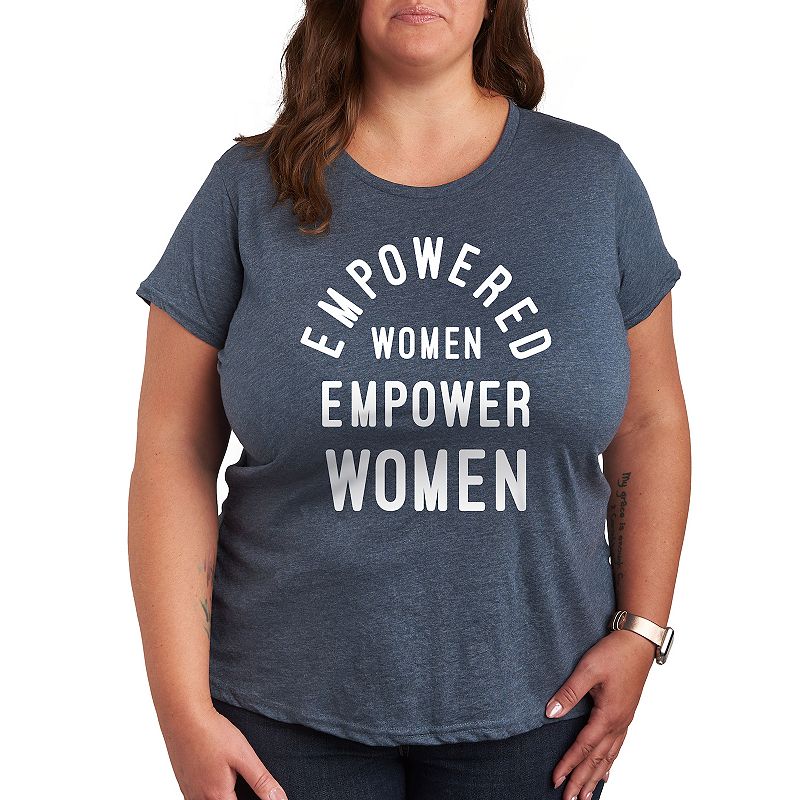 Plus Empowered Women Graphic Tee, Women's, Size: 3XL, Grey Blue