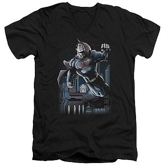 Superman Night Fight Short Sleeve Adult V Neck T-shirt