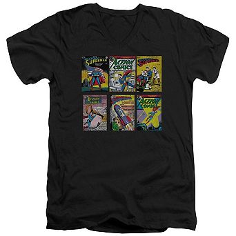 Superman Covers Short Sleeve Adult V Neck T-shirt