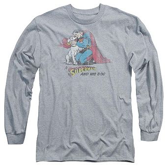 Superman And His Dog Long Sleeve Adult T-shirt