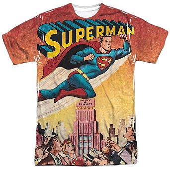 Superman City Flying Short Sleeve Adult Poly Crew T-shirt