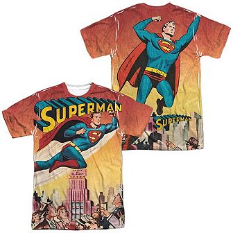 Superman City Flying Short Sleeve Adult Poly Crew T-shirt