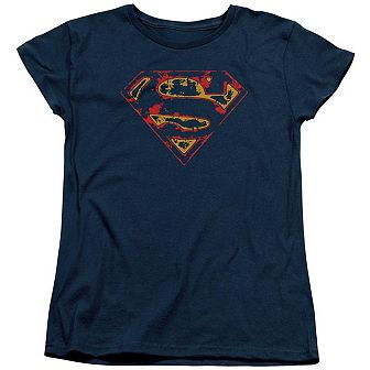 Superman Super Distressed Short Sleeve Womens T-shirt