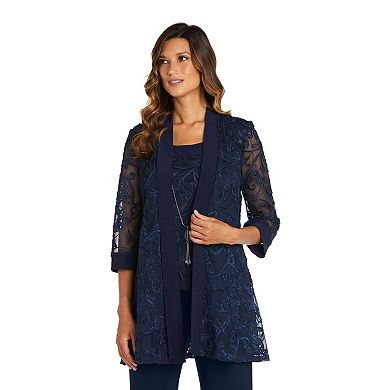 Petite R&M Richards Soutache Mesh Mock Jacket and Pants Set