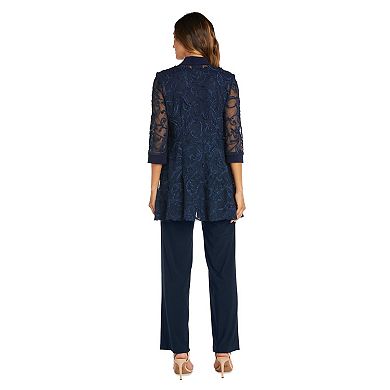 Petite R&M Richards Soutache Mesh Mock Jacket and Pants Set