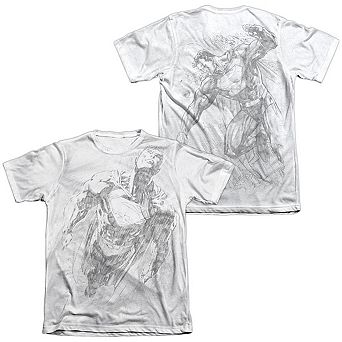 Superman Exploding Space Sketch Sleeve T-shirt