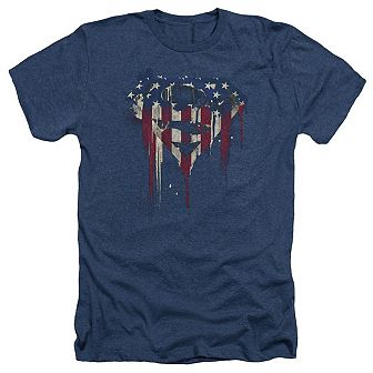 Superman Bleeding Shield Adult Heather T-shirt