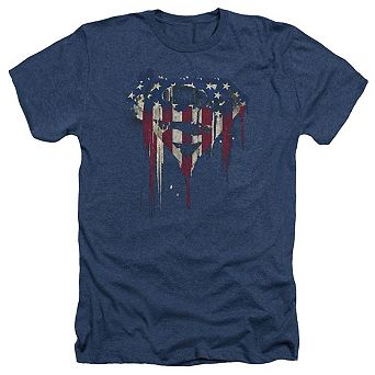 Superman Bleeding Shield Adult Heather T-shirt