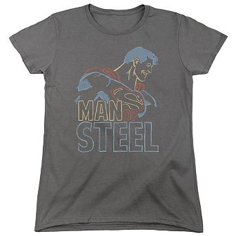 Superman Colored Lines Short Sleeve Womens T-shirt