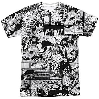 Superman Comic S Short Sleeve Adult 100% Poly Crew T-shirt