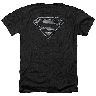 Superman Barbed Wire Adult Heather T-shirt