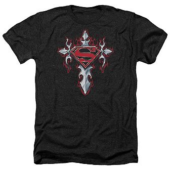 Superman Gothic Steel Logo Adult Heather T-shirt