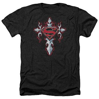 Superman Gothic Steel Logo Adult Heather T-shirt