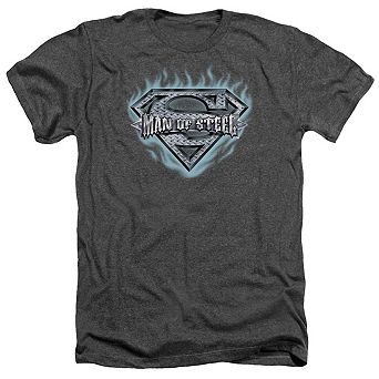Superman Man Of Steel Shield Adult Heather T-shirt