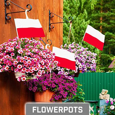 G128 8x12 Inches 12pk Poland Printed 150d Polyester Handheld Stick Flag