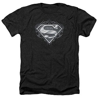 Superman Biker Metal Adult Heather T-shirt