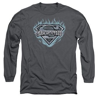 Superman Man Of Steel Shield Long Sleeve Adult T-shirt
