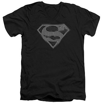 Superman Chainmail Short Sleeve Adult V Neck T-shirt