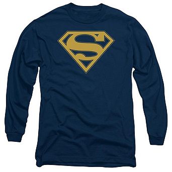 Superman Maize & Blue Shield Long Sleeve Adult T-shirt