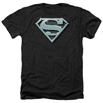 Superman Chrome Shield Adult Heather T-shirt