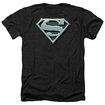 Superman Chrome Shield Adult Heather T-shirt