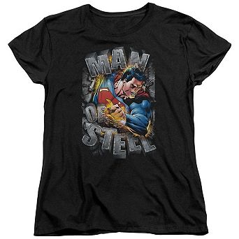 Superman Ripping Steel Short Sleeve Womens T-shirt