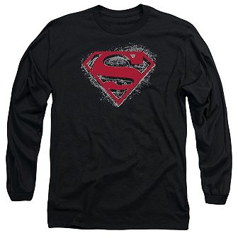 Superman Hardcore Noir Shield Long Sleeve Adult T-shirt