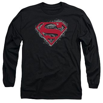 Superman Hardcore Noir Shield Long Sleeve Adult T-shirt