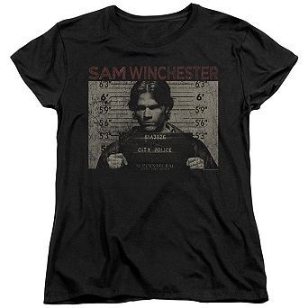 Supernatural Sam Mug Shot Short Sleeve Women´s T-Shirt