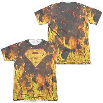 Superman Fire Logo Sleeve T-shirt